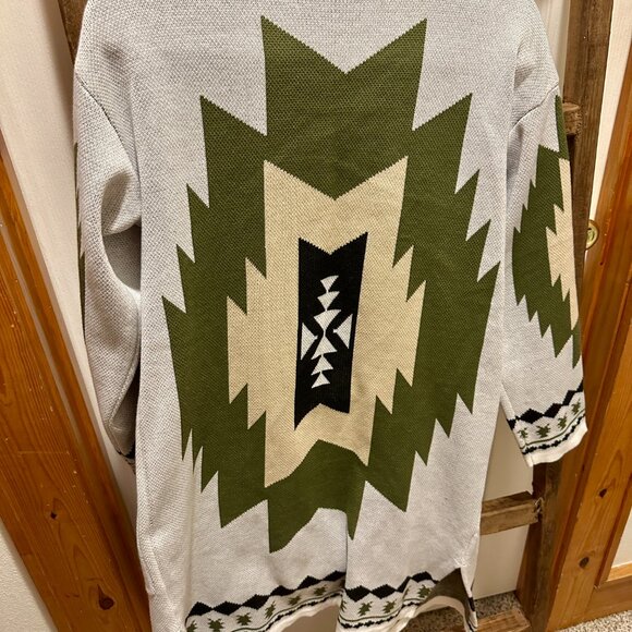 Southwest Knitted Cardigan Sweater Coat Western Casual Open Front Outerwear M/L - Picture 2 of 2